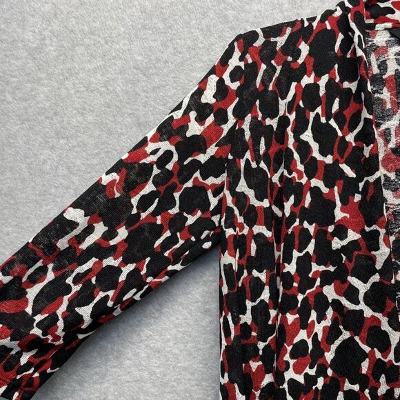Ali Miles Top Womens Small Black Red Open Front Lightweight Cardigan Topper Long - Picture 4 of 13
